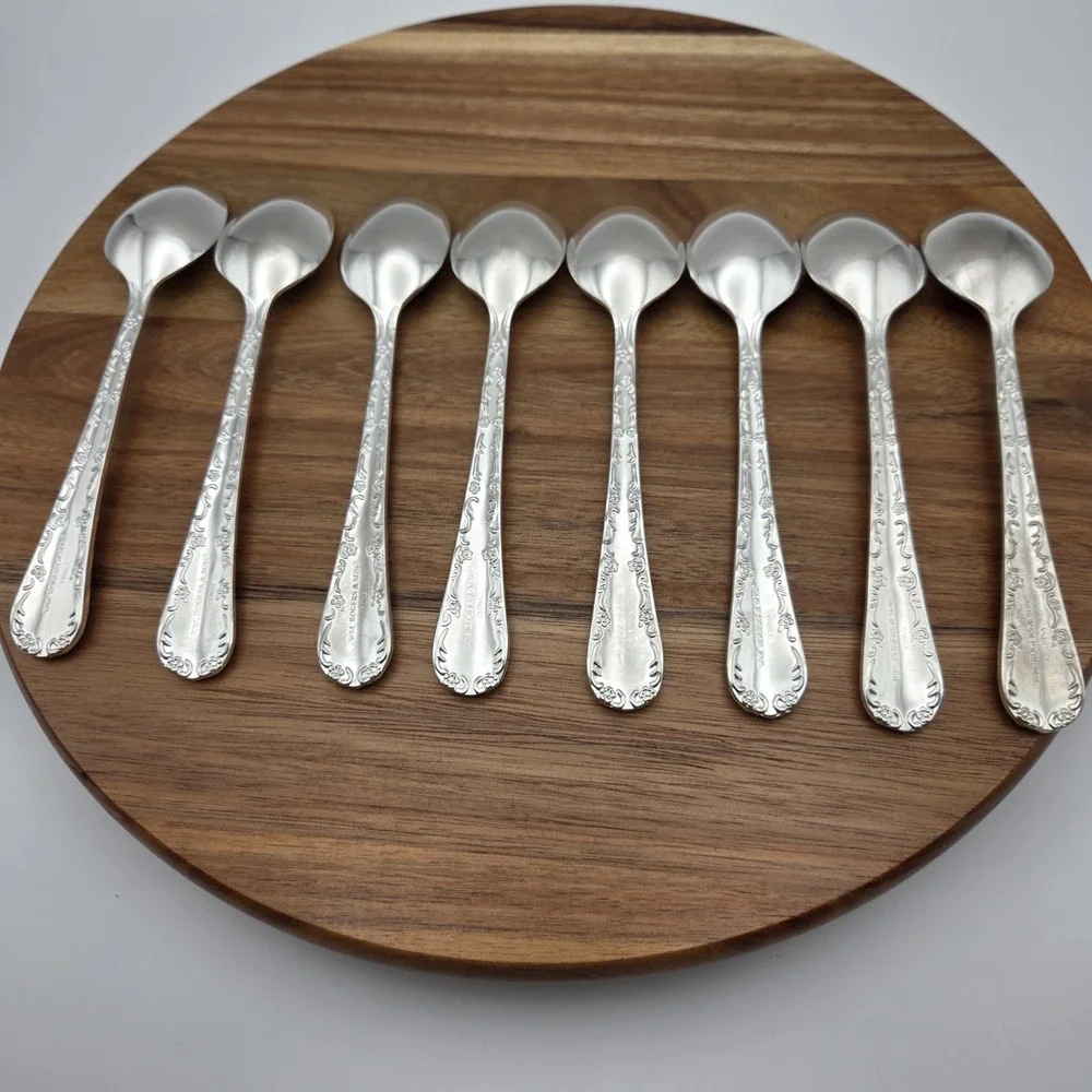 WM. Rogers & Son Enchanted Rose Silverplate Flatware Teaspoons‎ Set Of 8